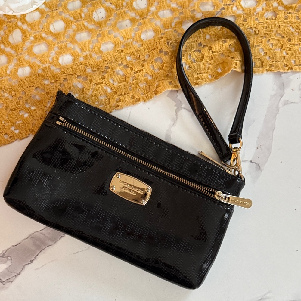Michael Kors Black monogram Wristlet Clutch